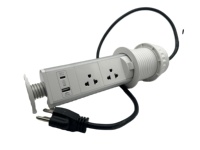 Prise de courant de bureau en aluminium A-3H à montage sur passe-câble, 4 prises CA + chargement USB-A/Type-C, 16A, blanc, multiprise de bureau pour