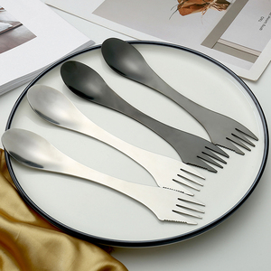 Thép Không Gỉ 3 Trong 1 Cắm Trại Ngoài Trời Kim Loại Tái Sử Dụng <span class=keywords><strong>Spork</strong></span> - Product Image 1
