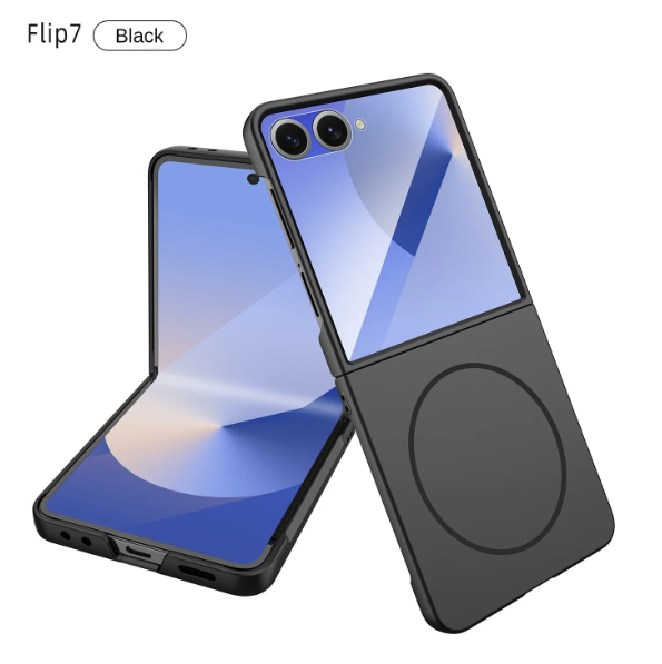 For Samsung Galaxy Z Flip 6/7 Case [Matte Skin-Feel] Magnetic Charging Slim Cover with Screen Protector Shockproof Design