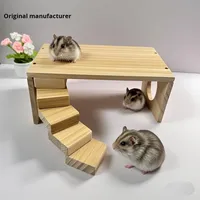 Cachette pour hamster en bois massif doré, habitat à deux étages détachable, table, plateforme d'alimentation pour poulets, rectangle, toutes saisons