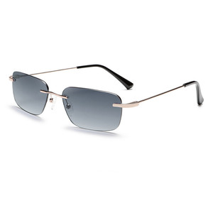 Custom Logo 2026 Vintage <b>Men</b> Women Rimless <b>Square</b> Sun Glasses UV400 Stainless Steel Small Frame <b>Sunglasses</b> - Product Image 3