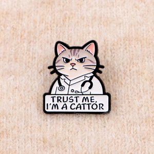 เข็มกลัดรูปสัตว์การ์ตูนหมอแมว ตราสัญลักษณ์ TRUST ME I'M A CATTOR สำหรับติดเสื้อ<span class=keywords><strong>ผ้า</strong></span> กระเป๋าเป้สะพายหลัง กระเป๋า และเครื่องประดับ - Product Image 3