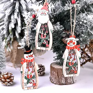 2023 Санта-Клауса полые деревянные рождественские украшения принадлежности для рождественской елки и украшения шкафа