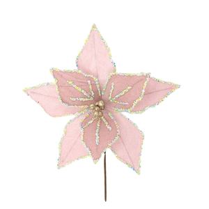 ขายร้อนที่ละเอียดอ่อน Navidad คริสต์มาส Sante สีเขียวตกแต่งต้นคริสต์มาสสีชมพู Poinsettia ดอกไม้ 2025 รายการคริสต์มาส - Product Image 1