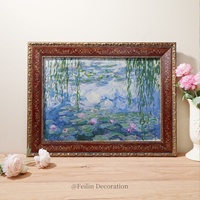 Tableau mural de luxe sur toile, imprimé vintage haute définition, motifs paysages européens et fleurs, style shabby chic, avec cadre en bois, pour décoration intérieure et mariage