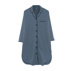 Pijama de mujer casual elegante de poliéster suelto botón modal, ropa de dormir de manga larga de gran tamaño al por mayor - Product Image 2