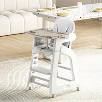 Chaise haute convertible pour bébé Vsuch, chaise haute réglable pour tout-petit avec roulettes, harnais de sécurité et plateau amovible