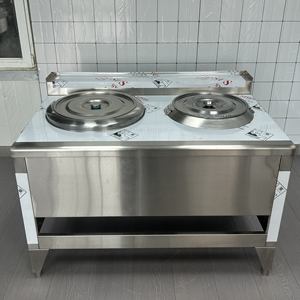 Support de casserole Offre Spéciale VICTORY avec deux brûleurs à gaz en acier inoxydable mis en place un décrochage Snack Cart Noodle Cooker Kwali Range - Product Image 1