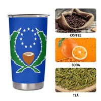 Gobelet isotherme en acier inoxydable de 20 oz, personnalisé avec le drapeau national de Pohnpei, idéal pour les trajets urbains longue distance, les pique-niques en bord de rivière ou au parc