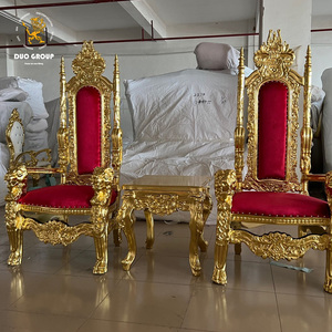 Muebles <span class=keywords><strong>de</strong></span> Hotel, Trono <span class=keywords><strong>de</strong></span> León Barroco Tallado a Mano, Silla <span class=keywords><strong>de</strong></span> Rey <span class=keywords><strong>de</strong></span> Terciopelo Dorado - Product Image 1