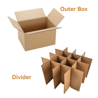 Carton d'expédition pour vin en papier kraft recyclable, résistant aux chutes, pour 6 ou 12 bouteilles, avec séparateurs en carton