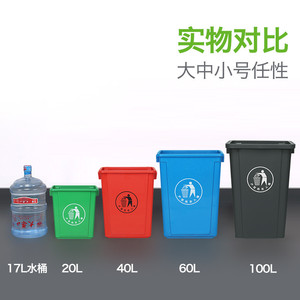 Tpc 40L Square Plastic Trash Can With Swing Lid Sorting <b>Bin</b> For Kitchen School Commercial Use - Product Image 4
