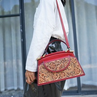 Tas Clutch Kulit Asli Buatan Tangan Mewah Custom-made Mutiara Bunga Rantai Tahan Air Tali Selempang Wanita 2-2.9L