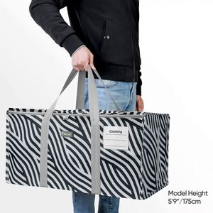 Large Capacity Funny Zebra Pattern Sports Fitness Bag New Black White Strip Travel Luggage Portable Storage Bag for Sports - Product Image 5