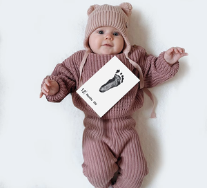Kit de souvenirs <span class=keywords><strong>pour</strong></span> bébé de 12 mois en papier et carton personnalisé, tampon encreur Clean Touch, empreinte de main et de pied de <span class=keywords><strong>nouveau</strong></span>-<span class=keywords><strong>né</strong></span>, 5 couleurs, cartes de développement - Product Image 6