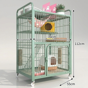 Cage à chat mobile extra-large écologique en tube carré, avec système <span class=keywords><strong>de</strong></span> rangement, revêtement poudré, fermeture à bouton et motif uni, pour usage domestique - Product Image 4