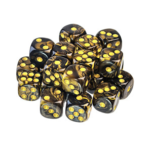 Vente en gros de dés de jeu de société en acrylique double couleur 16 mm, effet marbre, D6 - Product Image 3
