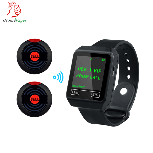 High Quality Wireless Portable Waterproof Wrist Touch Screen Watch Receiver Pager for Hospital Clinic Use 320mAh Battery 500m