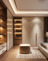 Système de dressing moderne de luxe, portes en placage de bois massif, armoire sur mesure pour chambre et salon, service de conception gratuit