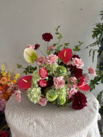 Centre de table artificiel en rose blanche et eucalyptus en terre cuite, arrangement floral en soie pour la décoration de table de mariage