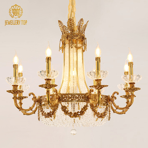 Lámpara Colgante Estilo Boho Europeo, Araña de Cristal de Lujo con Latón Antiguo para Vestíbulo de Hotel o Villa - Product Image 1