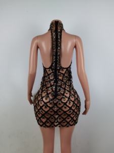 Sexy durchsichtige Strass Pailletten Geburtstags feier Bodycon Kleid Fotoshooting Backless Mini Club Kleid Frauen Abend Abendkleid - Product Image 3