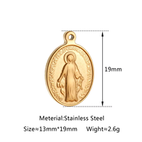 Religieux Ovale Vierge Marie Pendentifs En Acier Inoxydable Or Couleur Charmes Colliers Bracelets Cérémonie Bijoux Accessoires En Vrac