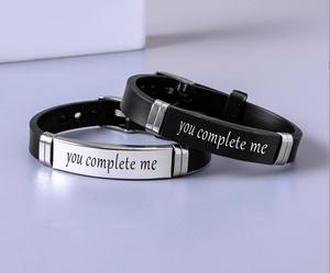 Bracelet en acier inoxydable pour homme Fancy Day avec couronnes gravées «King» <span class=keywords><strong>et</strong></span> «Queen» Charm élégant en silice pour les couples - Product Image 2