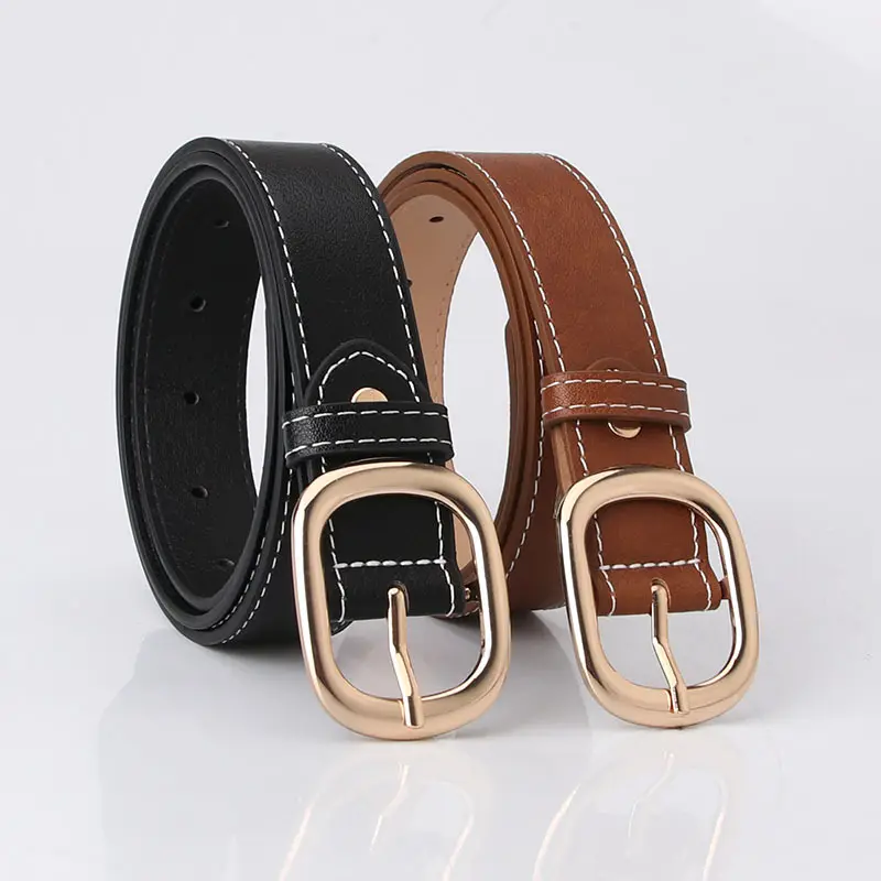 Wholesale Adjustable Korean Version Simple Belt Black Fashion Men And Women Belt Jeans Leather Belts