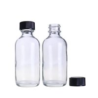 Vente en gros de flacons en verre transparent vides de 15 ml, 30 ml, 60 ml, 120 ml avec couvercle pour huile essentielle liquide, poudre
