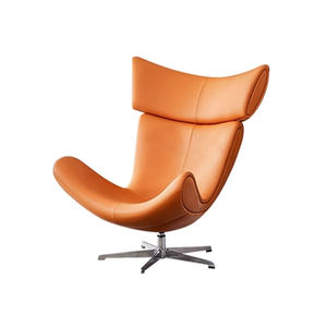 Sillón de Ocio Nordic Snail Imola, Sillón Giratorio Individual de Cuero Genuino, Sofá Perezoso para Sala de Estar o Balcón, Estilo Influencer - Product Image 1