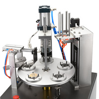 Machine de scellage de boîtes de thé commerciales de petite taille, type rotatif pneumatique, pour le scellage des couvercles en aluminium pour contenants ronds
