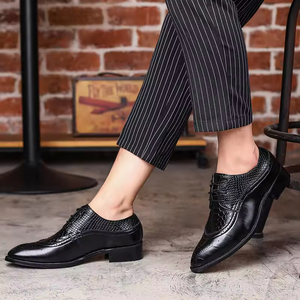 Chaussures Oxford de marié haut de gamme en cuir véritable, style britannique, formelles, à lacets, faites à la main, antidérapantes, toutes saisons - Product Image 4