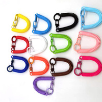 Porte-clés rétractable à ressort avec mousqueton, spirale élastique anti-perte pour poignet, cordon extensible pour clés