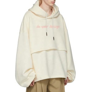 En <span class=keywords><strong>blanco</strong></span> sudaderas con capucha de manga larga <span class=keywords><strong>jersey</strong></span> de gran tamaño unisex Sudadera con capucha - Product Image 2