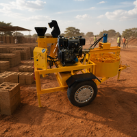 Machine mobile M7M1 à moteur diesel pour la fabrication automatique de briques et de blocs en terre cuite avec pompe et moteur, écologique