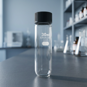 SAMCO LAB Tube en verre borosilicate de 30 ml avec bouchon noir, récipient de laboratoire transparent OEM - Product Image 3