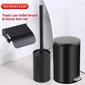 Juego de Bote de Basura de Acero Inoxidable con Pedal + Escobilla para Inodoro + <span class=keywords><strong>Portarrollos</strong></span> de Papel para Baño de Hotel, Aseo y Uso Doméstico - Product Image 2