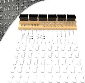 Sistema de Organización de Ganchos para Panel Perforado OEM de 86 Piezas con Contenedores, Ganchos Deslizantes de Acero al Carbono Galvanizado para Manipulación Manual - Product Image 1