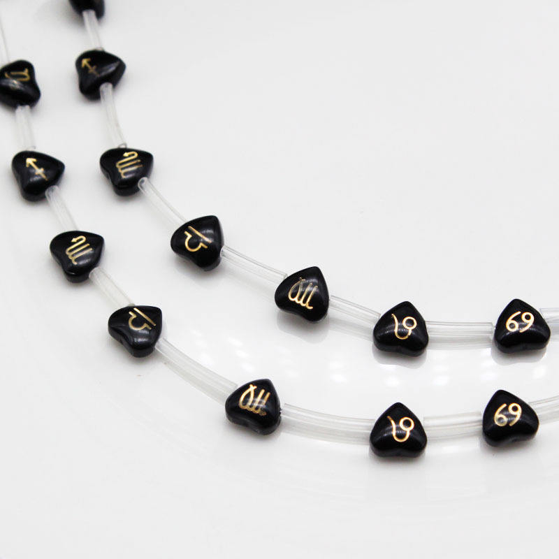 Heart-Black Glass beads