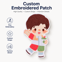 Patch brodé personnalisé en gros, style dessin animé mignon, appliqué à coudre ou thermocollant pour vêtements, sacs, chapeaux