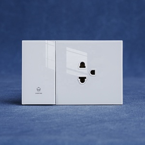 Thiết Kế Mới 3 Cực Thái Lan Tường Ổ Cắm Điện + 1 Gang 1 Cách 2 Cách Chuyển Đổi Ánh Sáng Với Ngọn Lửa Chống Cháy An Toàn Tempered Glass Bảng Điều Chỉnh - Product Image 1