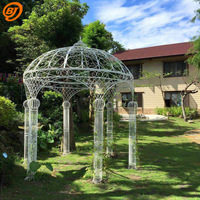 Pavillon de paysage en fer de style européen à six colonnes, yourte mongole, cérémonie de mariage en plein air, pavillon de fleurs