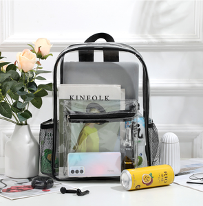 Mochila Escolar <span class=keywords><strong>de</strong></span> PVC Transparente Impermeable <span class=keywords><strong>de</strong></span> Gran Capacidad con Bolsillo Lateral <span class=keywords><strong>de</strong></span> Malla, Bolsa <span class=keywords><strong>de</strong></span> Viaje Transparente - Product Image 2