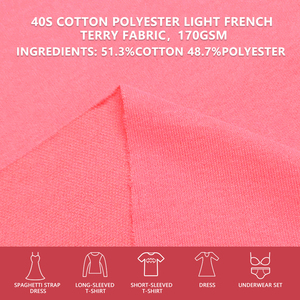Tissu en molleton léger 40S coton polyester, largeur 190 cm, 170 g/m², maille douce pour sweat-shirts, pantalons de jogging, ensembles décontractés assortis - Product Image 2