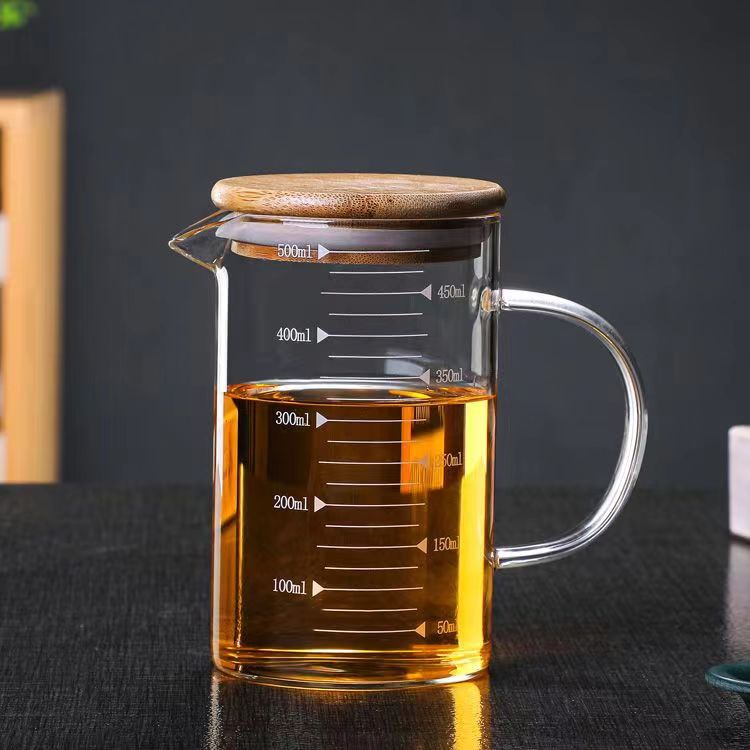custom high borosilicate glass measure cup with Easy to Grab Handle measuring cups glass borosilicate