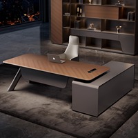Scrivania Direzionale Moderna di Lusso a Forma di L in MDF, Design Minimalista per Uso Manageriale