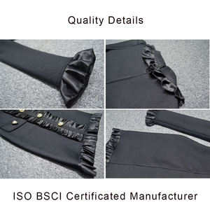 <span class=keywords><strong>Abito</strong></span> aderente da donna a manica lunga con scollo a V <span class=keywords><strong>nero</strong></span> Mini fascia con rifiniture con volant <span class=keywords><strong>abito</strong></span> <span class=keywords><strong>corto</strong></span> Casual da festa - Product Image 4