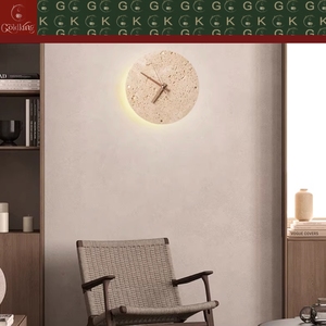 Applique murale GOLDKING pour salon et hall d'hôtel, design en forme d'horloge en travertin beige naturel, pour décoration intérieure moderne, OEM ODM - Product Image 5