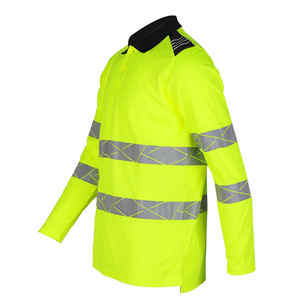 เสื้อโปโลแขนยาวสำหรับทำงานตาข่ายโพลีเอสเตอร์ถักกลางแจ้งมองเห็นได้ชัดเจน - Product Image 2